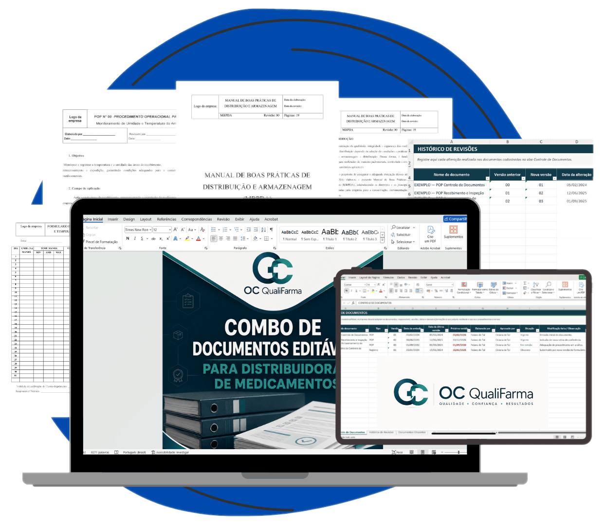 Combo de documentos editáveis para distribuidoras de medicamentos — POPs, Manual de Boas Práticas, fichas e planilhas